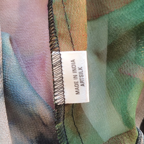 Sterling Styles Multicolor Silk Kimono Duster Patchwork XL 3/4 Sleeve Colorful - Picture 13 of 14